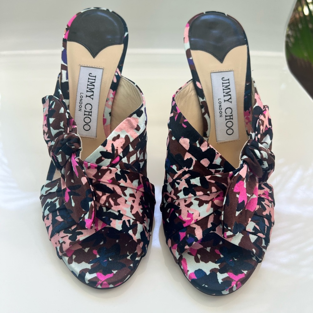 Jimmy Choo Keely Open Toe Bow Floral designer Sandal
